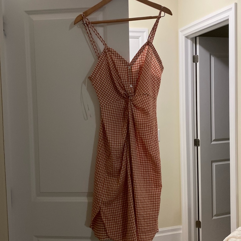 Orange checker Zara women dress